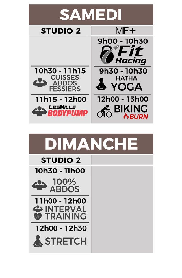 Jeudi Planning Cours Collectif Fitness Salle de sport Bordeaux